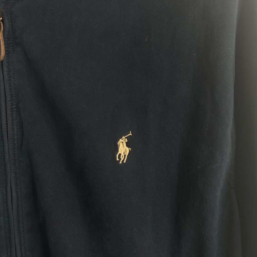 Polo Ralph Lauren Mens XL Navy Blue Harrington Jacket Plaid Lining Cotton Twill - Picture 6 of 9